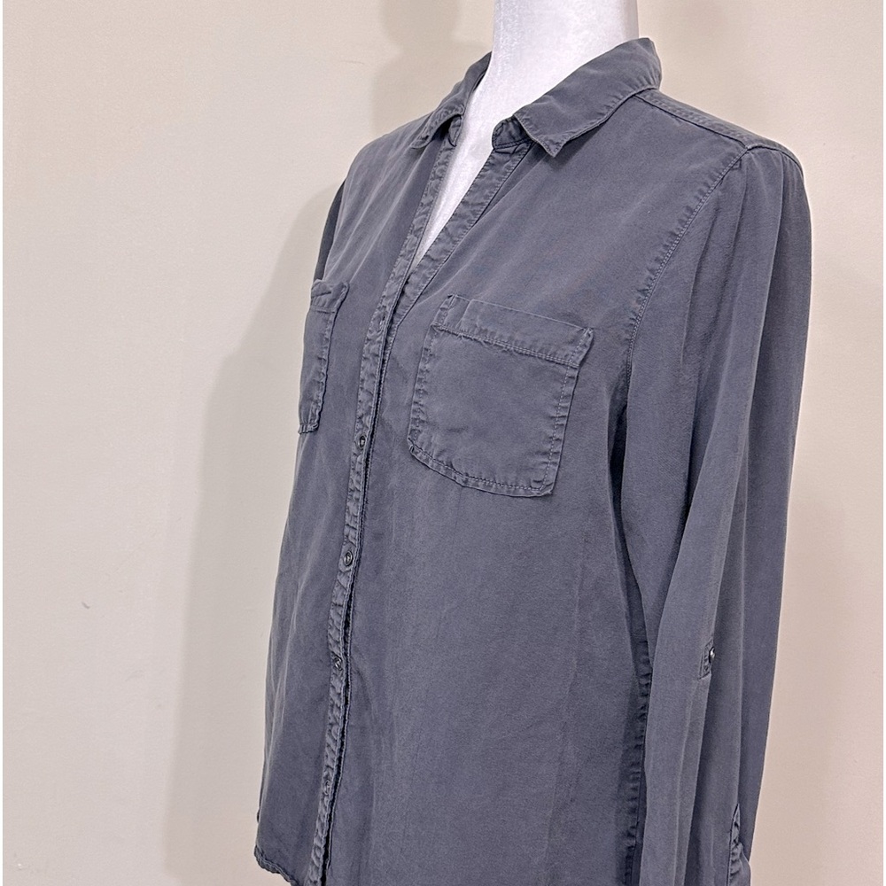 EUC Tinsel 100% Lyocell Long Sleeve w Roll Up Straps Metal Buttons Up Shirt M/L - Picture 4 of 16